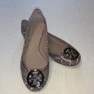 TORY BURCH Ballet Flat Snakeskin Print BrownBeige